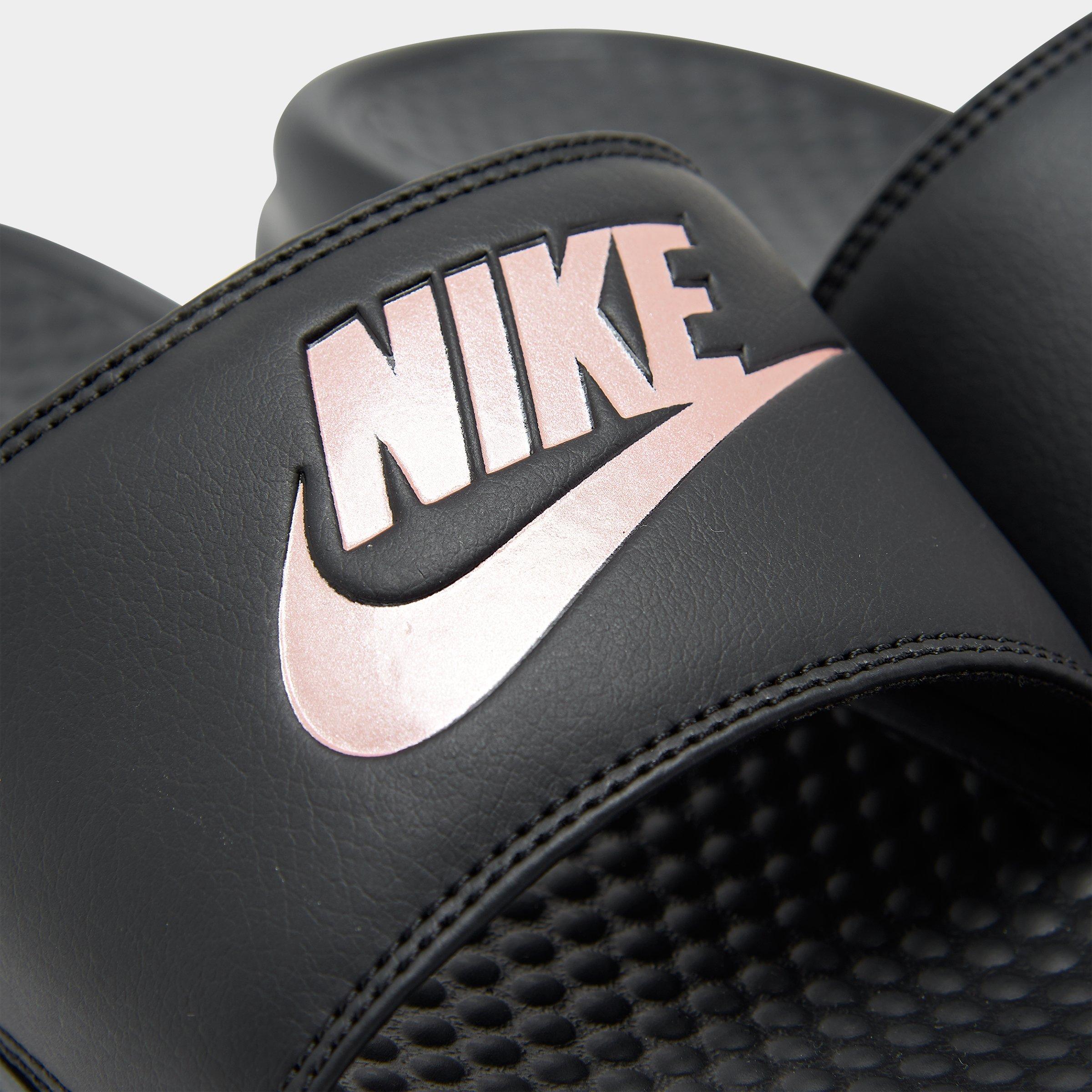 nike benassi rose gold slides