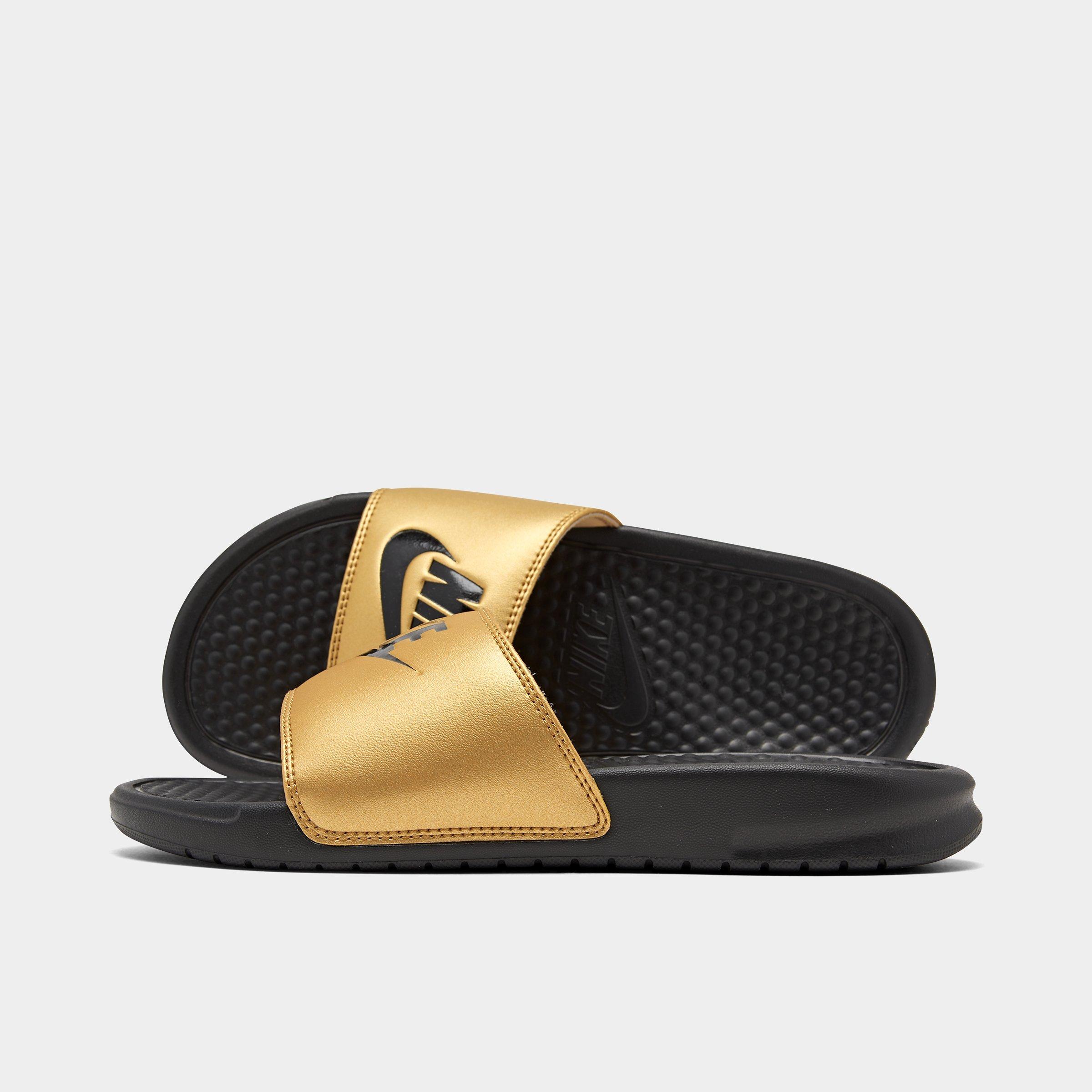 nike gold swoosh slides