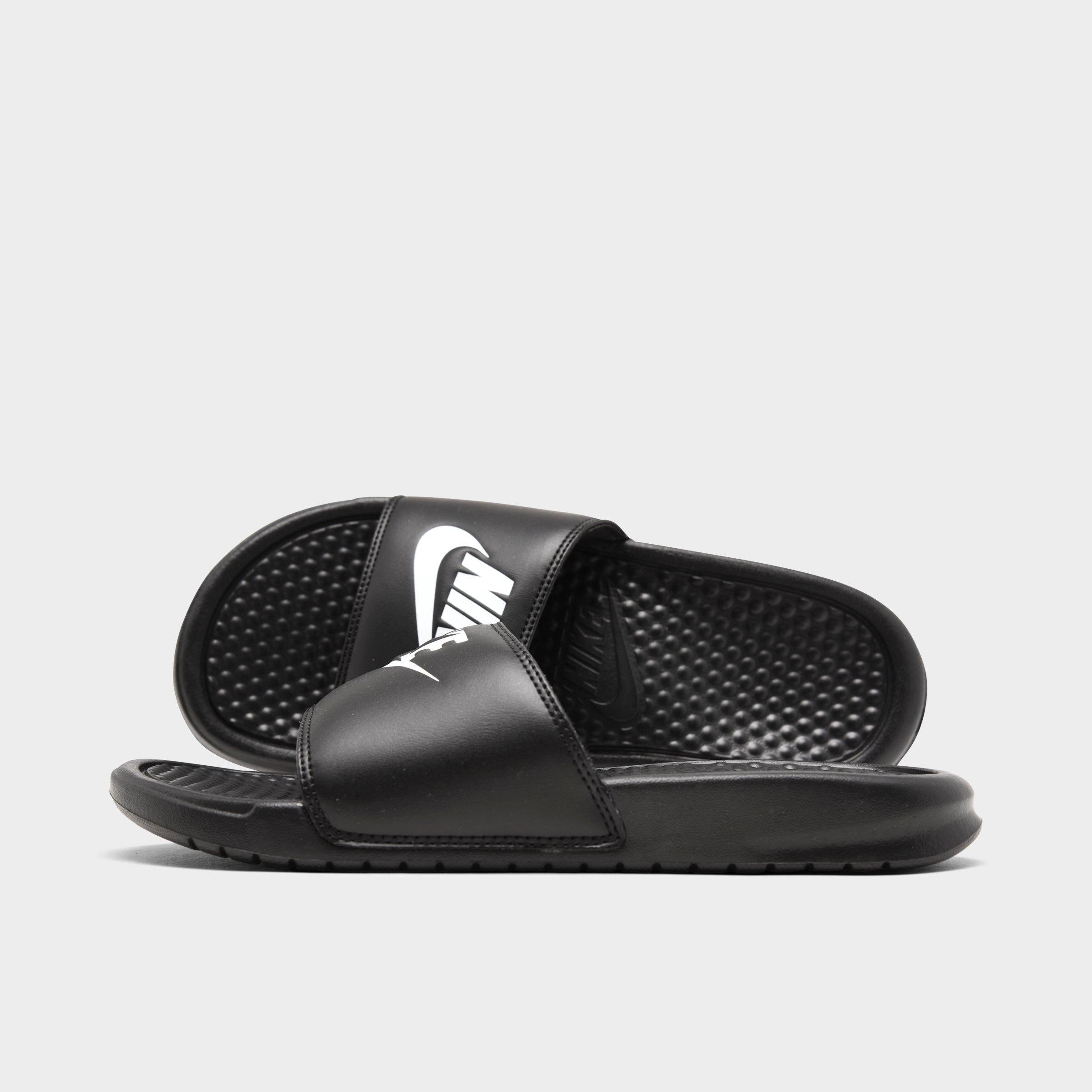 women's nike benassi slides black and white