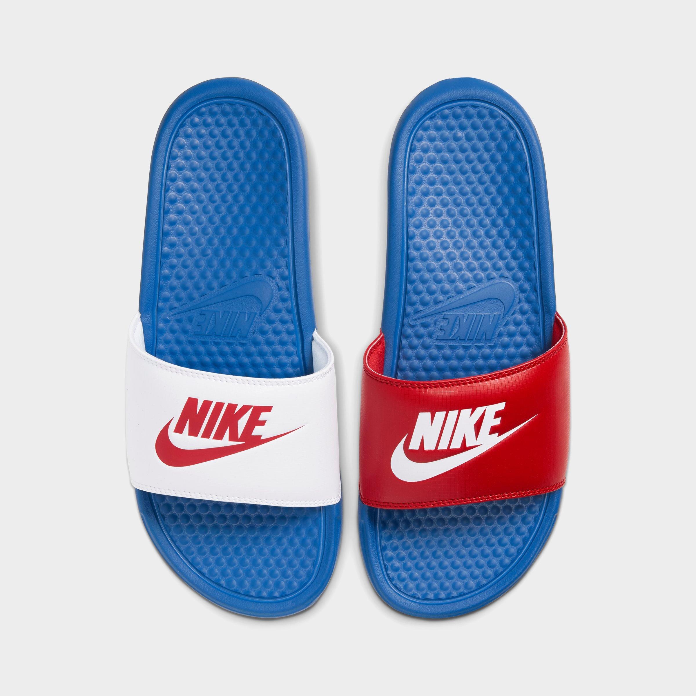 red white nike slides