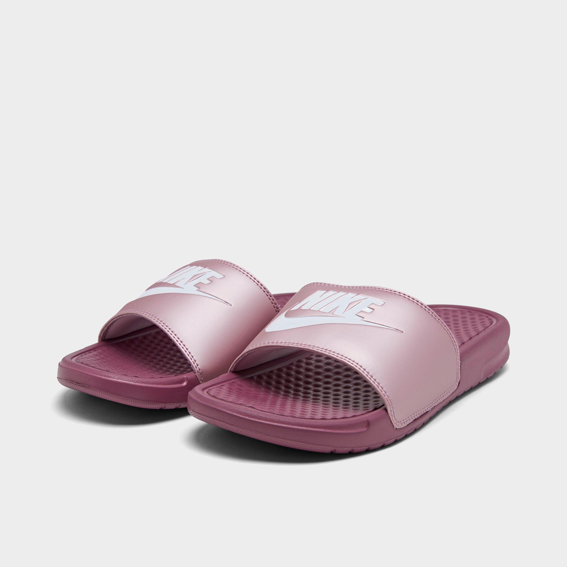 plum nike slides