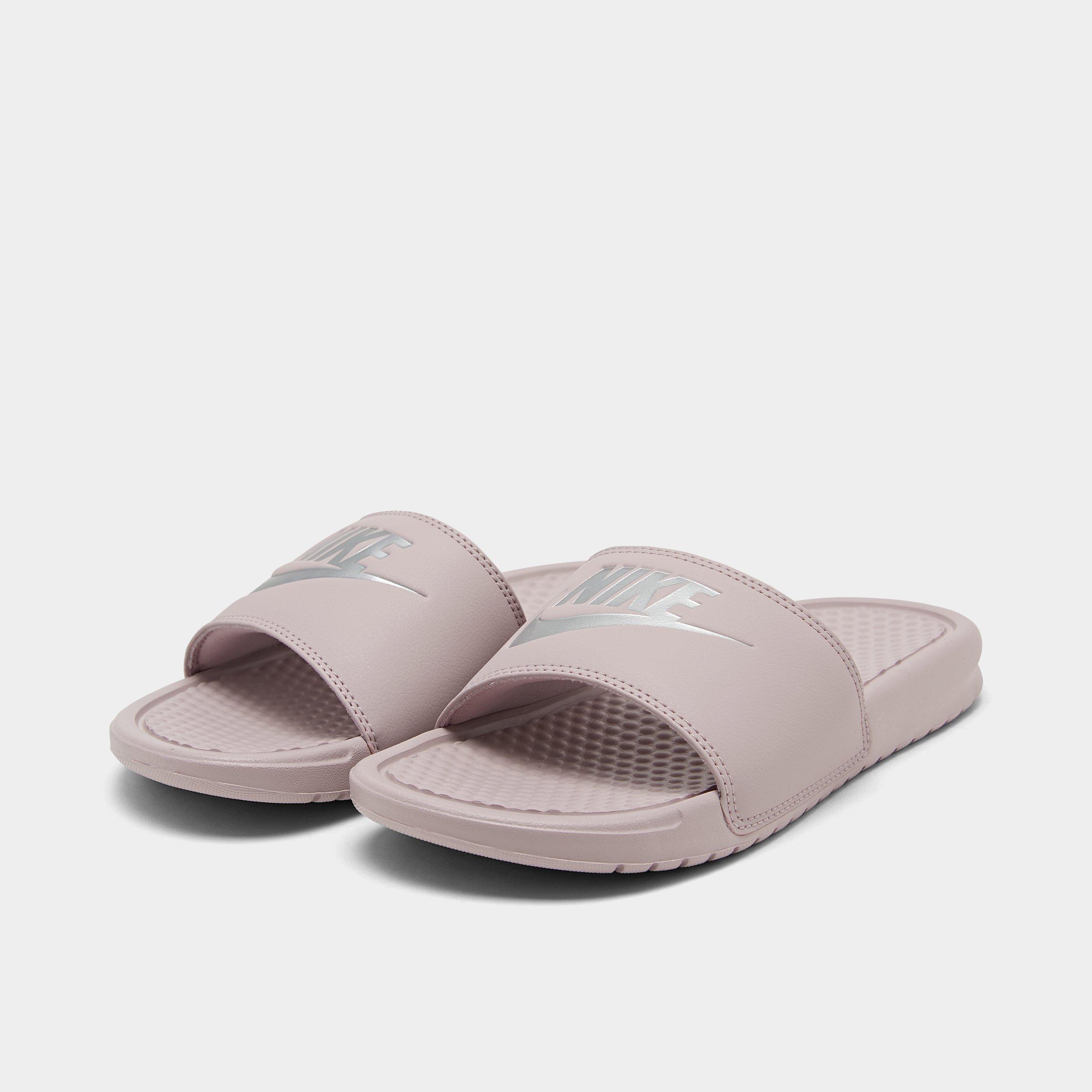 particle rose nike slides