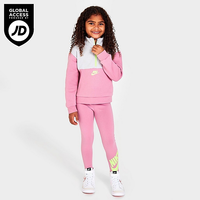 Girls Toddler Futura Fleece Half-Zip Top and Leggings Set JD Sports Clothing Pants Leggings 
