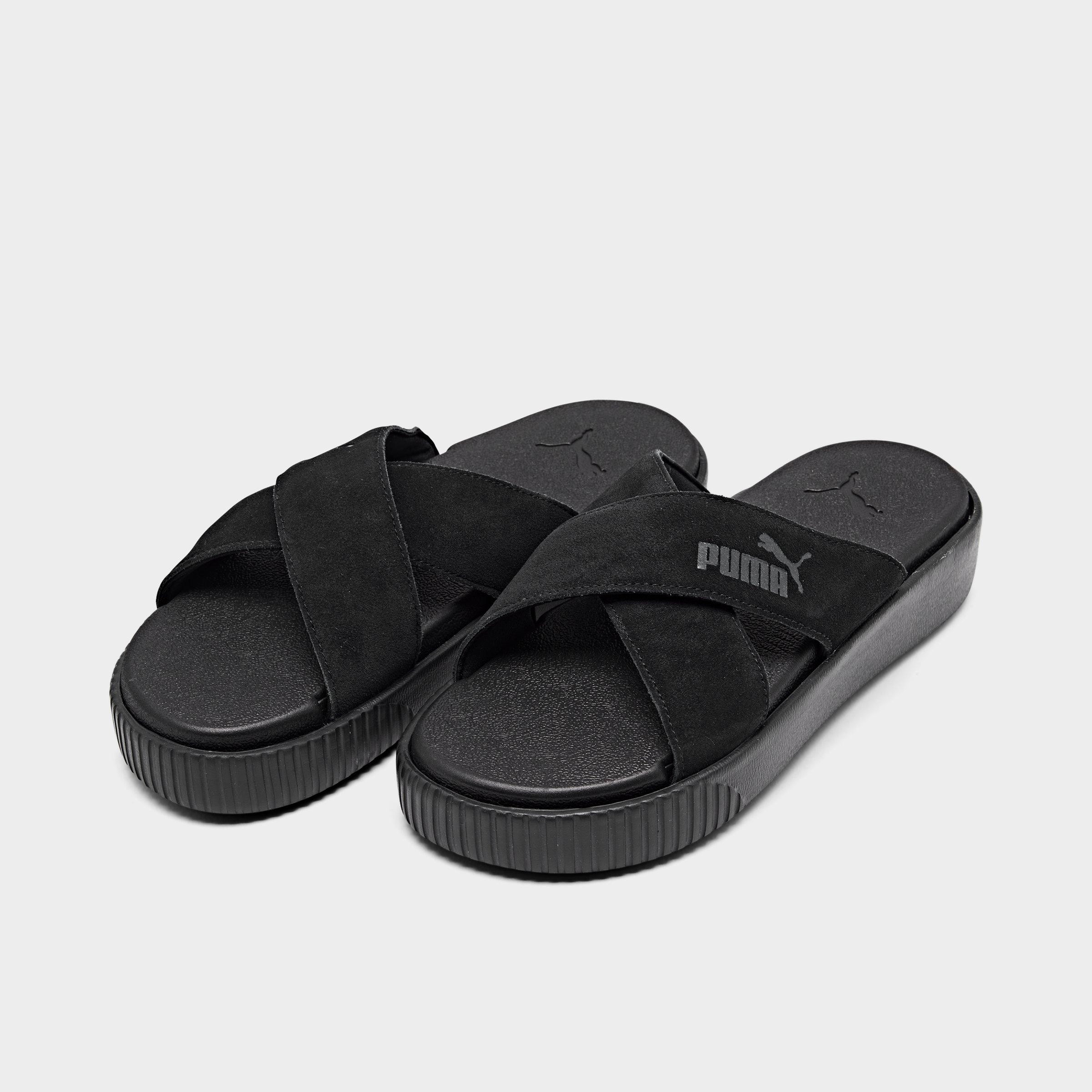 puma suede black slides