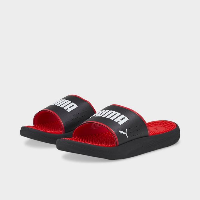 Red puma cheap slides fur