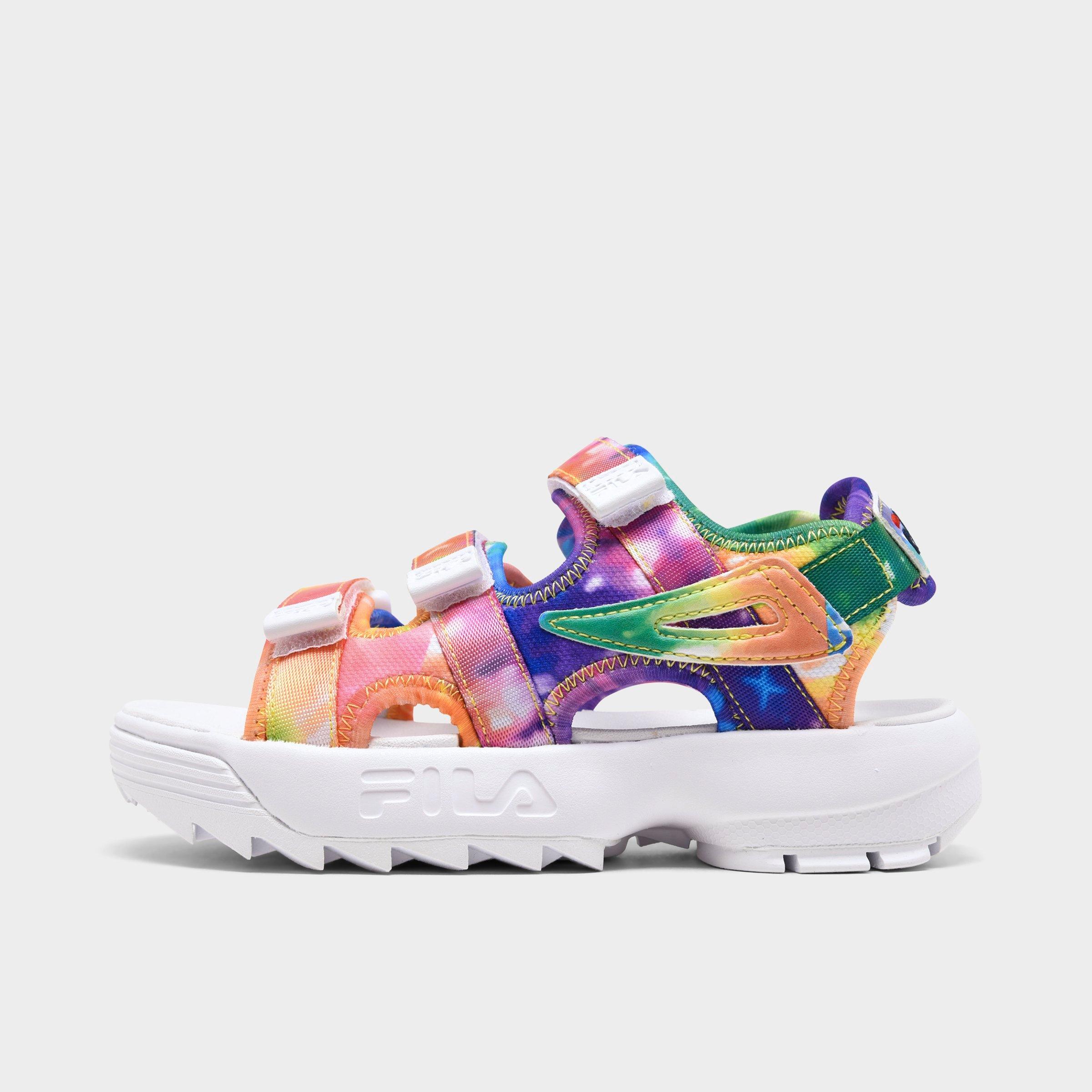 pink fila disruptor sandals