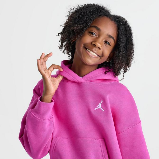 Jordan Girls Brooklyn Essentials Pullover Hoodie Small Fire Pink
