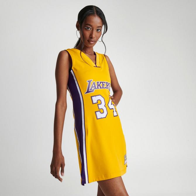 Shop Mitchell Ness Los Angeles Lakers Shaquille O'Neal Jersey Dress  TNMK5180-LAL99SONYELL yellow