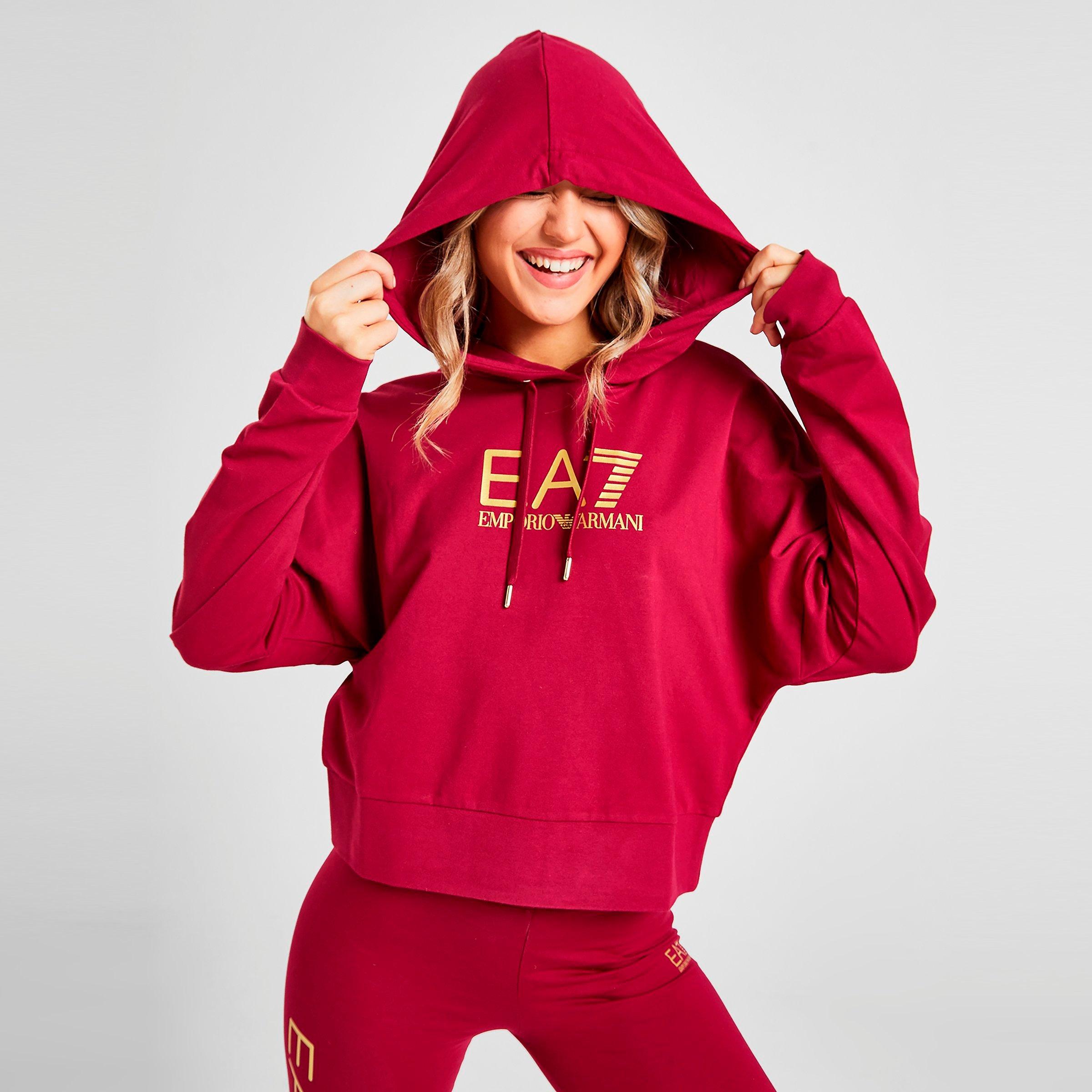 ea7 red hoodie