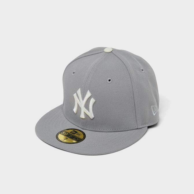 New Era Grey & White New York Yankees MLB Side Patch 59FIFTY Fitted Hat (Size 7 3/8) | Finish Line