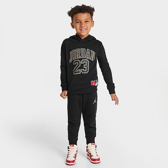 Nike Air Jordan Boy 2 Piece Set Hoodie Sweatshirt Sweatpants Black ...