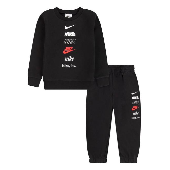 Little Kids' Nike Multi Logo Crewneck Sweatshirt and Jogger Pants