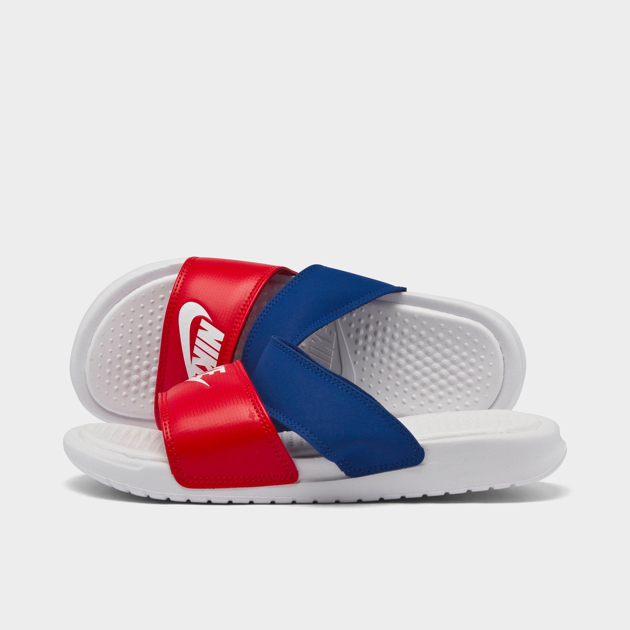 nike benassi duo logo slider sandals in white