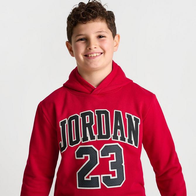 Jordan Big Boys 23 Fleece Pullover Hoodie Gym Red Size Large