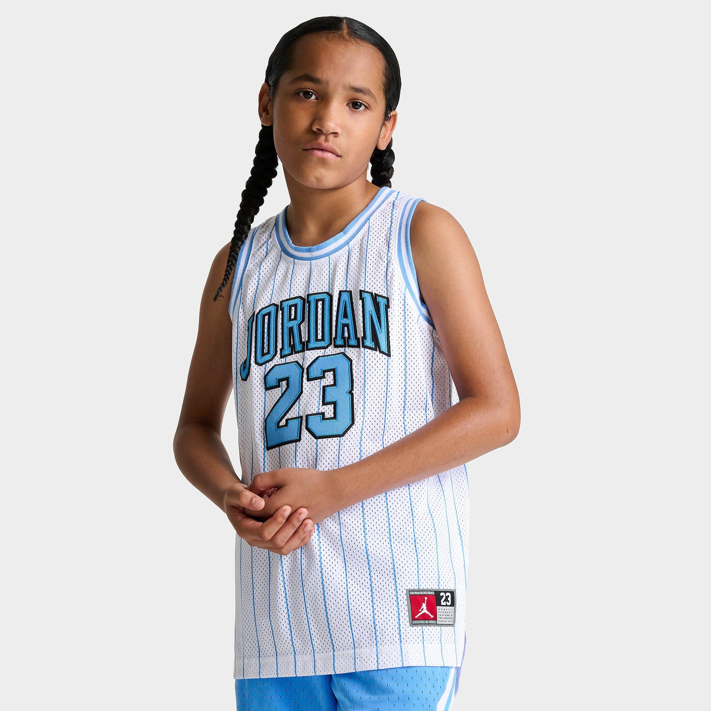 Supply and Demand Boys' Pinstripe Basketball Jersey in Blue/Blue Size XL | Polyester/Jersey