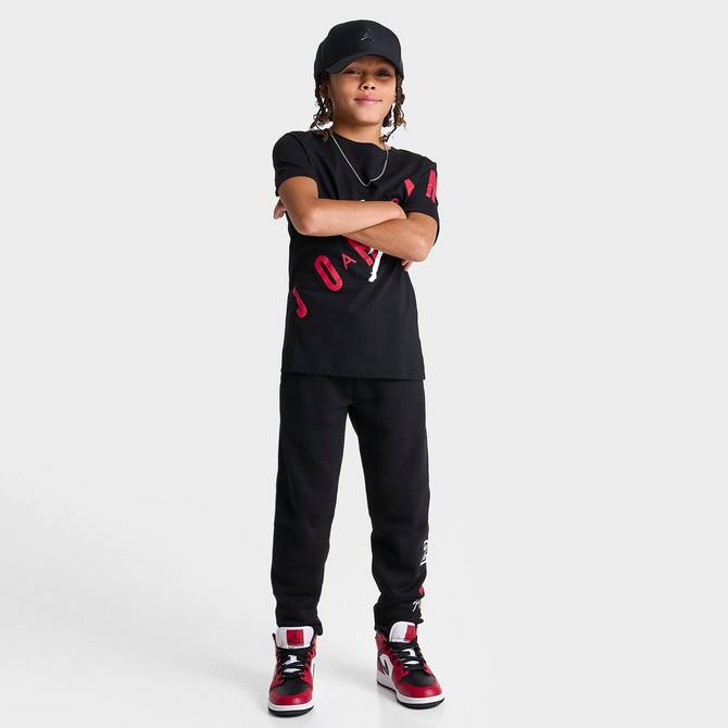 Jordan Pants Boy's Large Black White Red Lined Running Jumpman Logo  Sweatpants