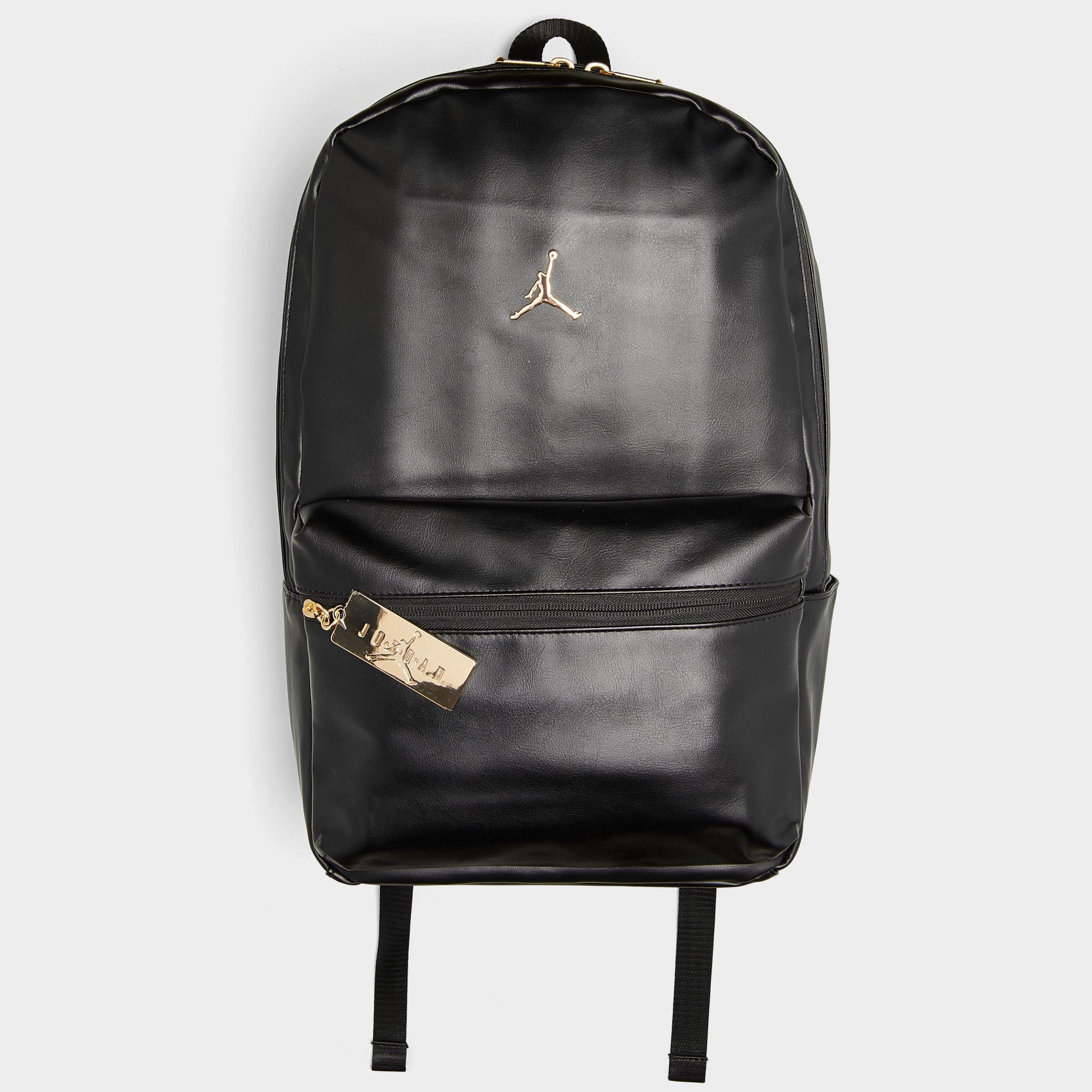 black leather jordan backpack