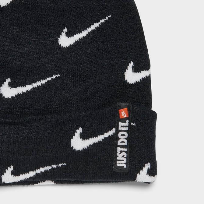 Kids Nike Swoosh Repeat Allover Print Beanie and Gloves Set JD Sports