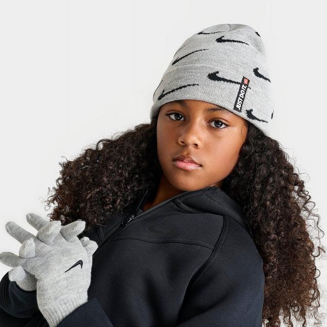 Kids Nike Swoosh Repeat Allover Print Beanie and Gloves Set