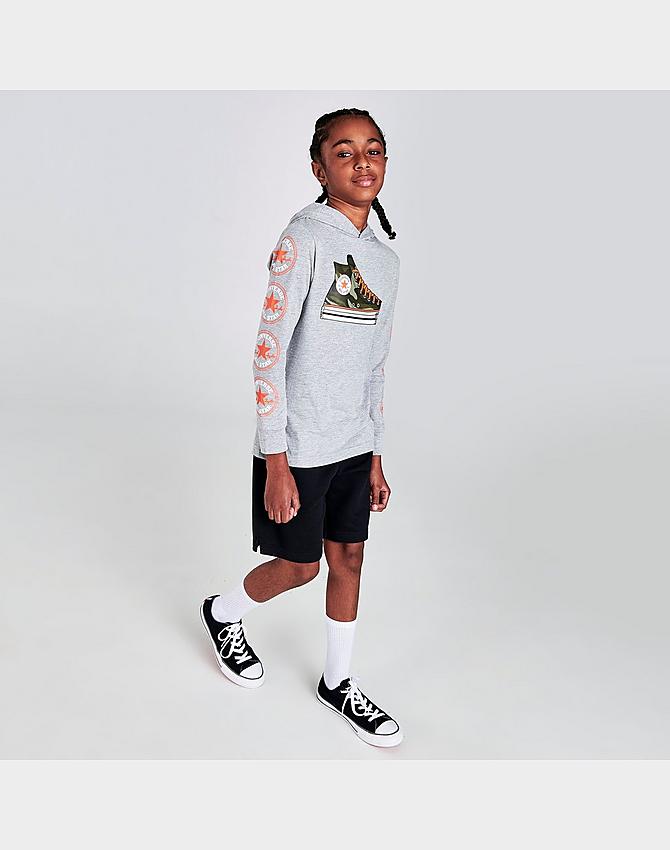 فيلم المحارب Kids' Converse Graphic All Star Logo Hooded Long-Sleeve T-Shirt فيلم المحارب