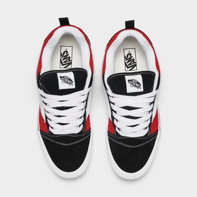 Back view of Vans Knu Skool Casual Shoes in Red/True White Click to zoom