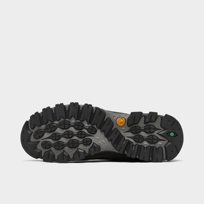 Bottom view of Men's Timberland Mt. Maddsen Mid Waterproof Hiking Boots in Black/Grey Click to zoom