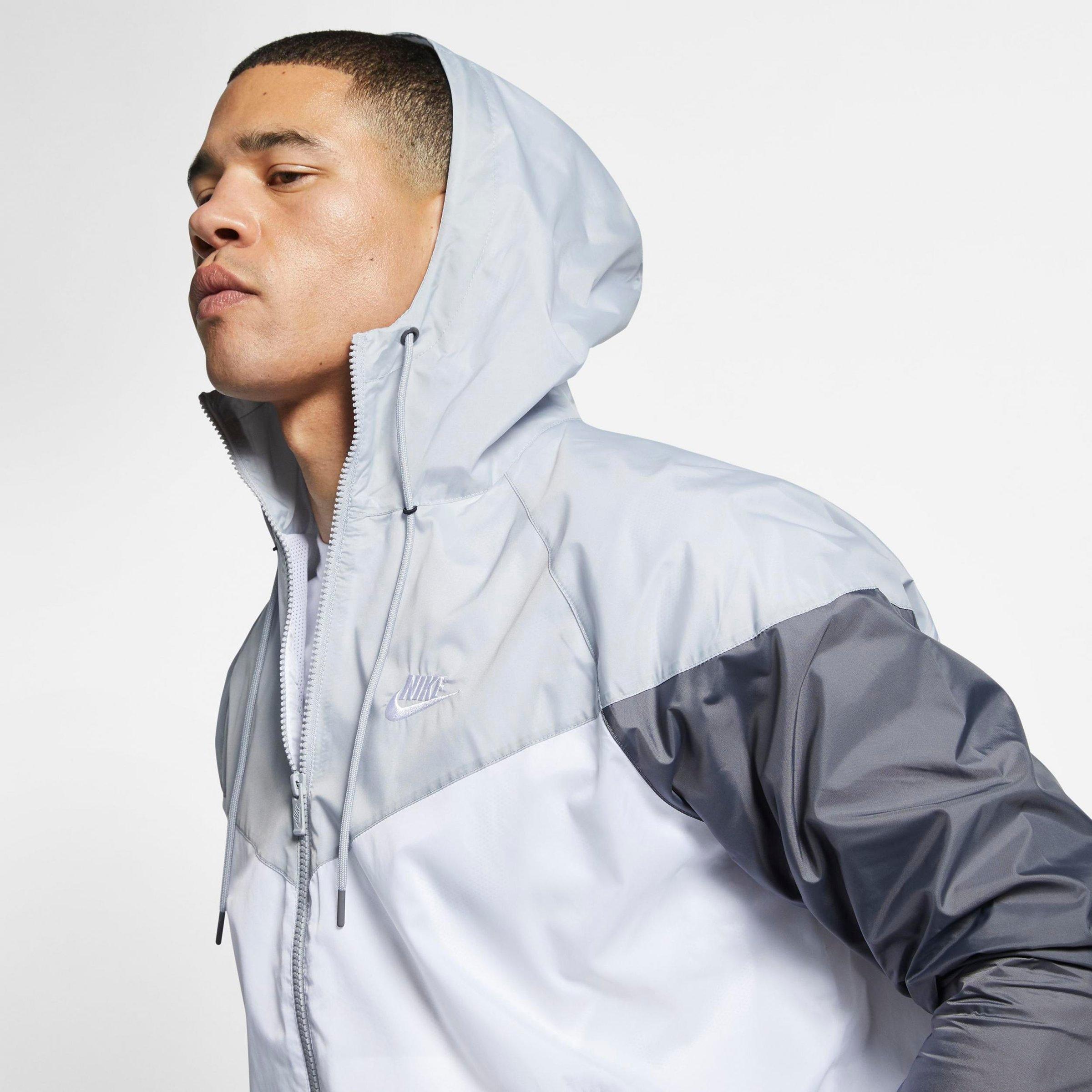 nike windrunner grey and white