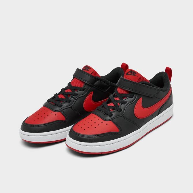 Kids Boys Junior Black & Red Nike Court Borough Low 2 Trainers