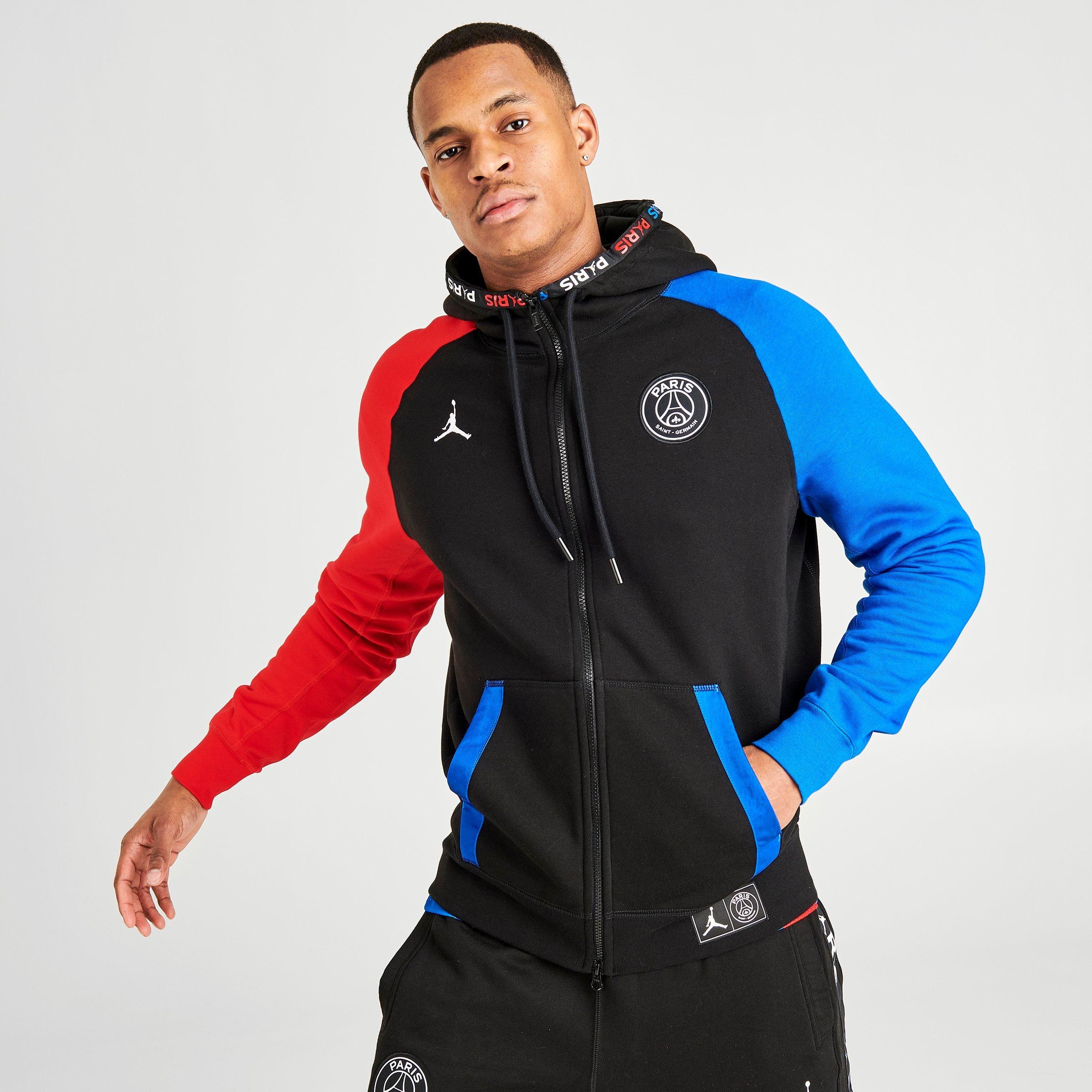 jordan x psg black cat full zip fleece hoodie