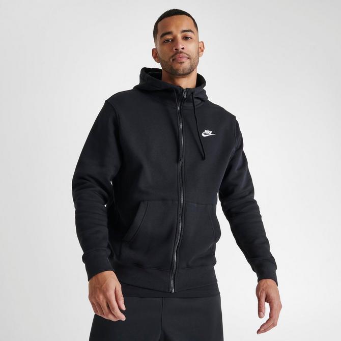 Nike Men's Sportswear Club Fleece Full-Zip Hoodie BV2645-010 - Black/Black/White - S