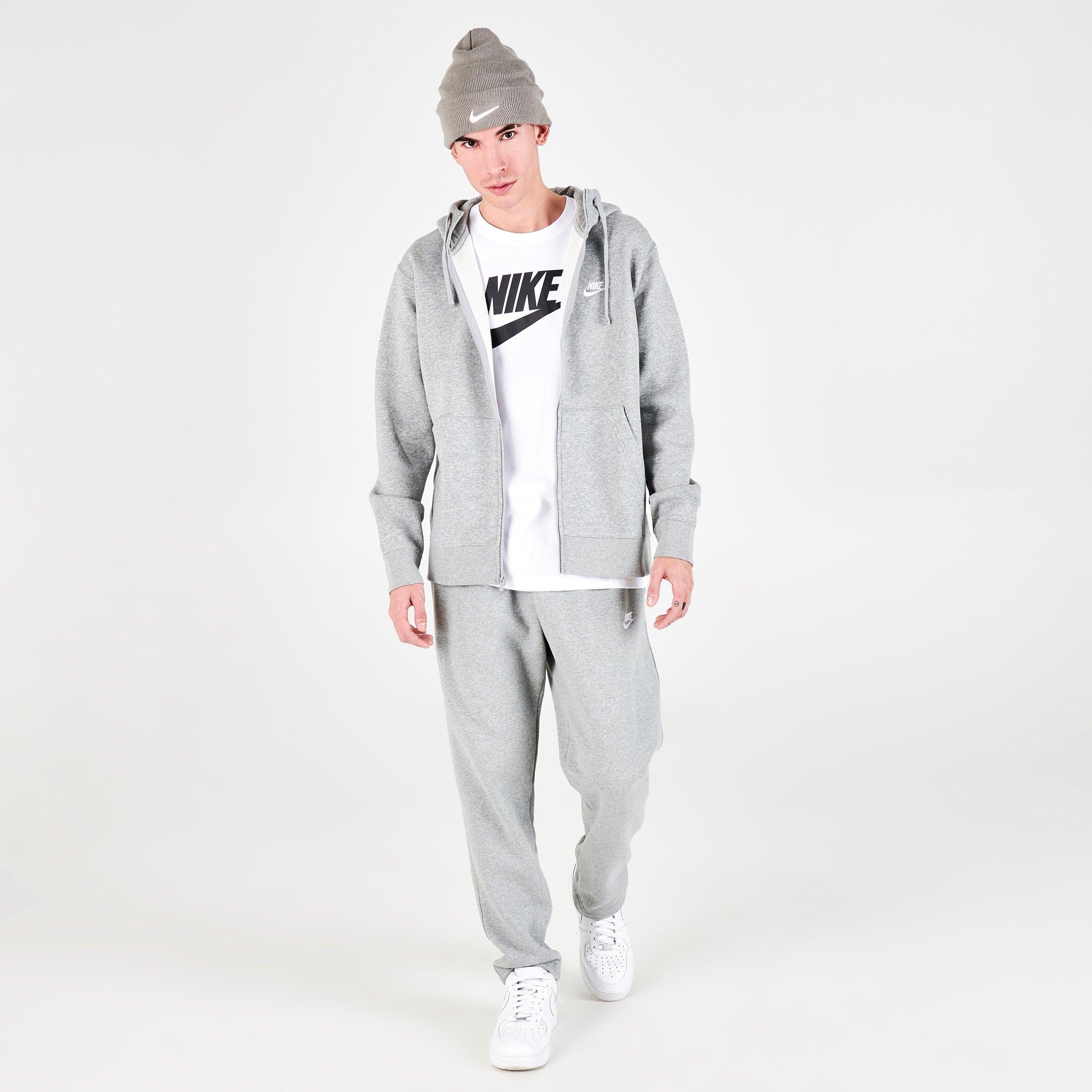 nike club fleece full zip hoodie grey