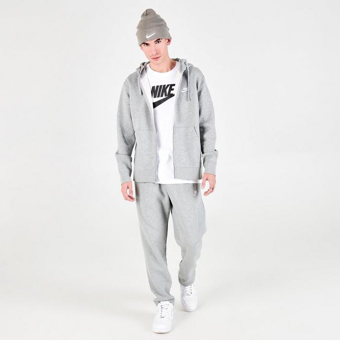 Nike Men's Sportswear Club Fleece Full-Zip Hoodie BV2645-071 - Charcoal Heather/Anthracite/White - M