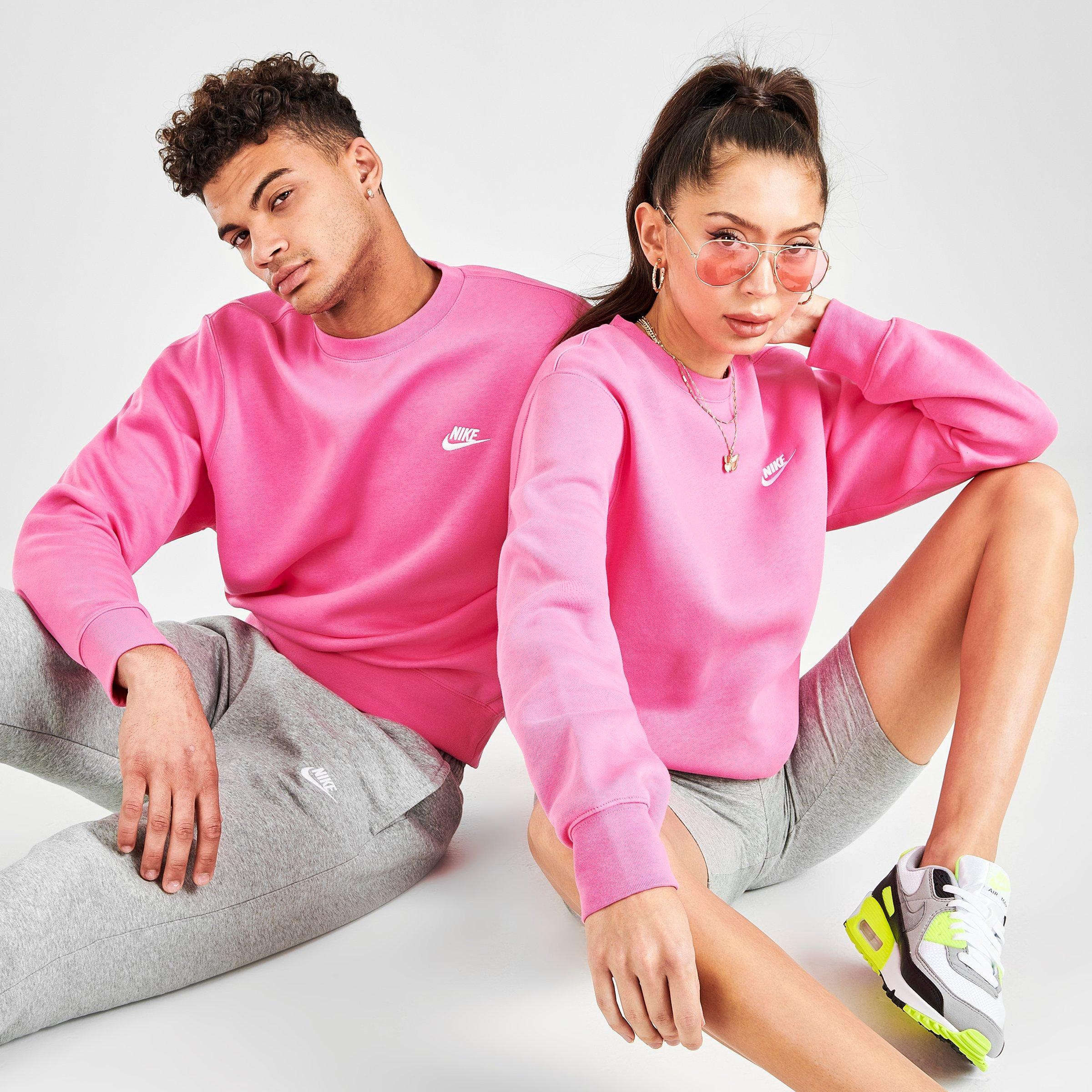 nike club crewneck sweatshirt in pink