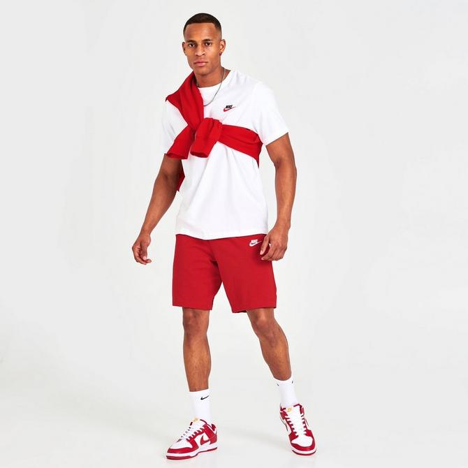 Red nike hot sale fleece shorts mens