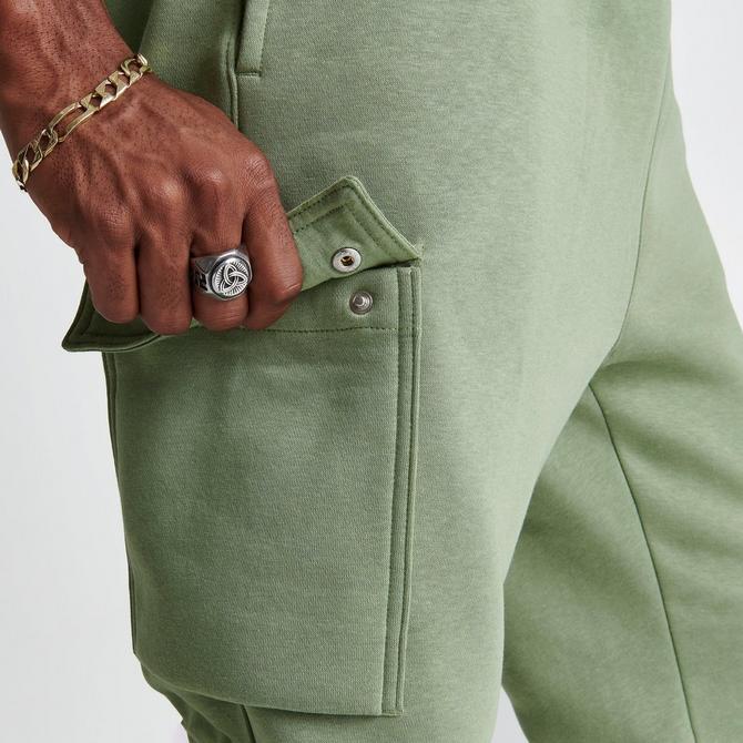 Nike Essentials Fleece cuffed cargo sweatpants in olive green, ASOS