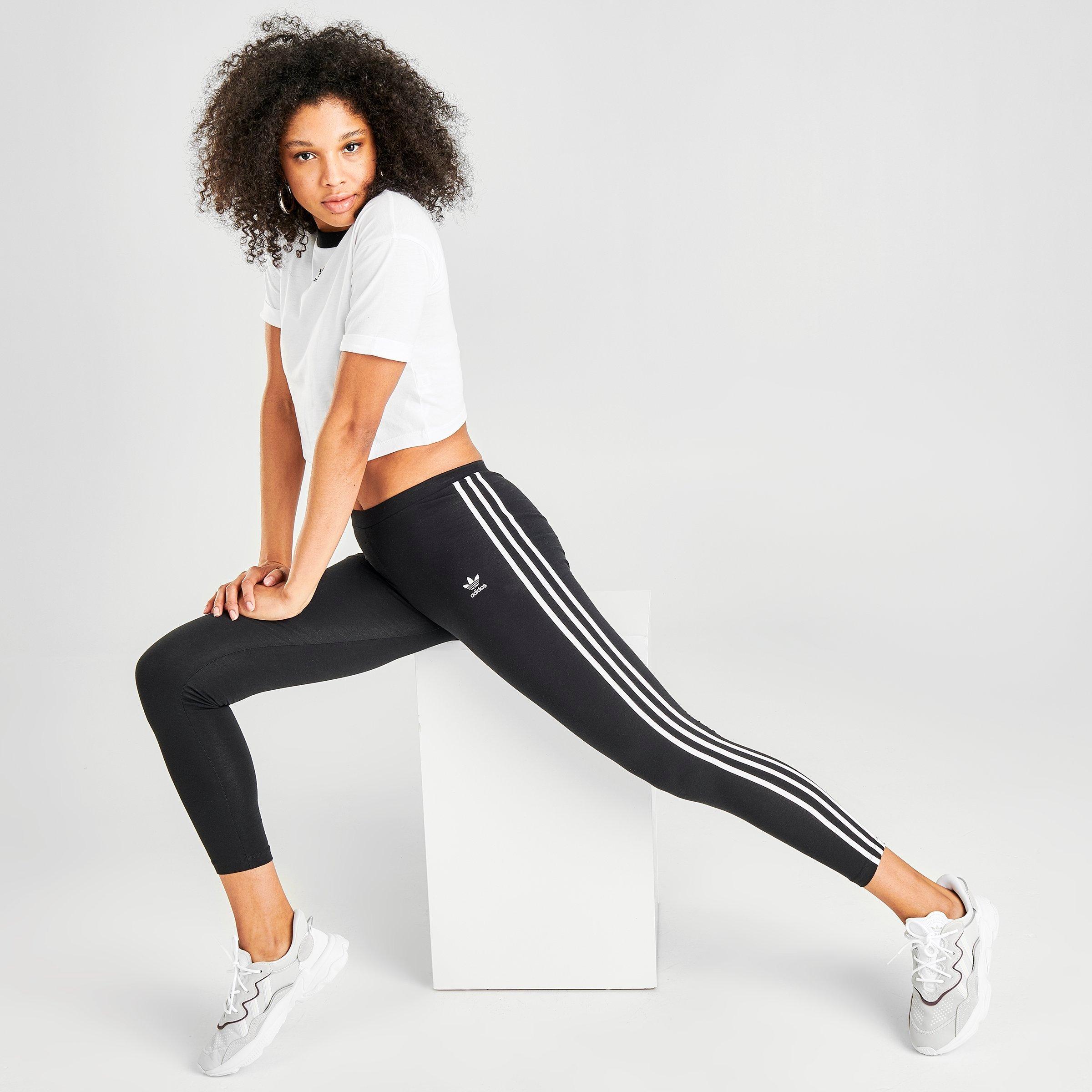 womens adidas three stripe leggings