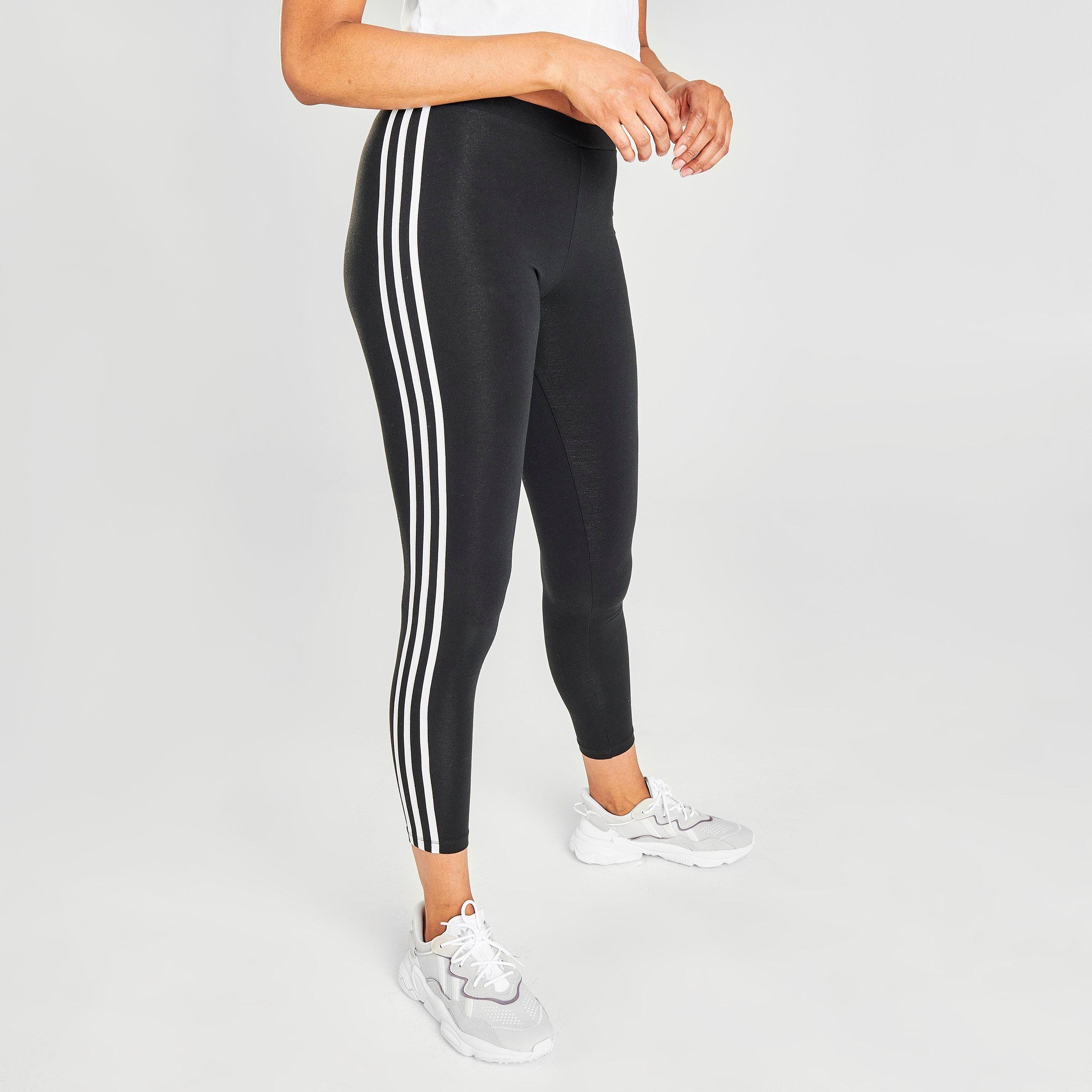 women's adidas 3 stripe leggings black