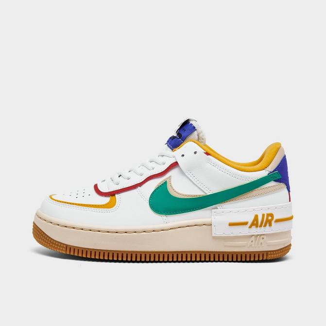 Nike Women's Air Force 1 Shadow Shoes, Size 6, White/Green/Yellow