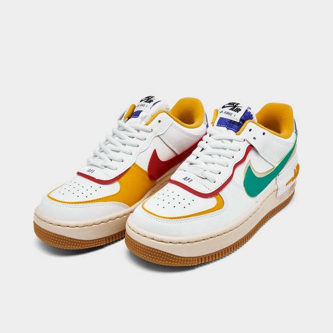Nike Air Force 1 Shadow sneakers in summit white, neptune green and yellow  ochre