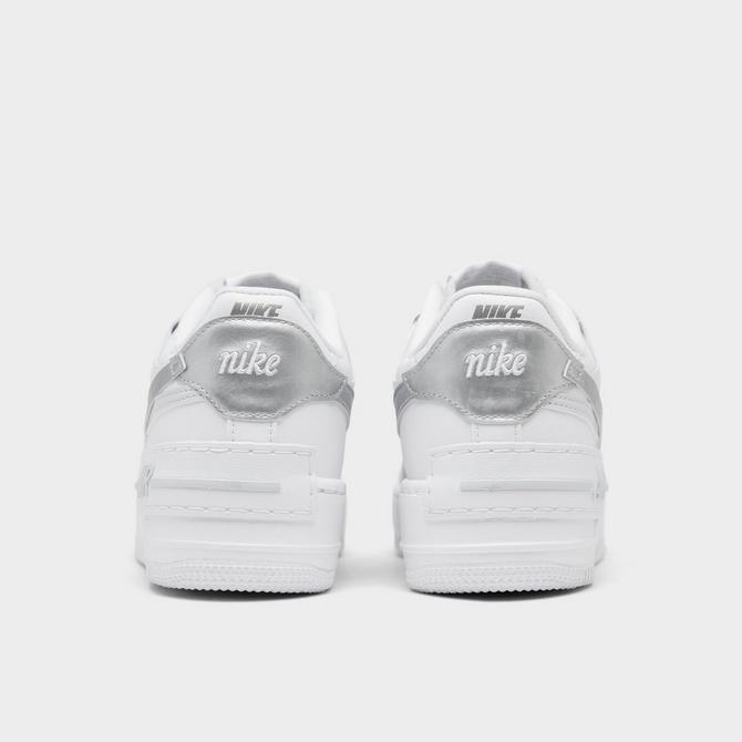 Nike Women's Air Force 1 Shadow Shoes, Size 7.5, White/Metallic Silver