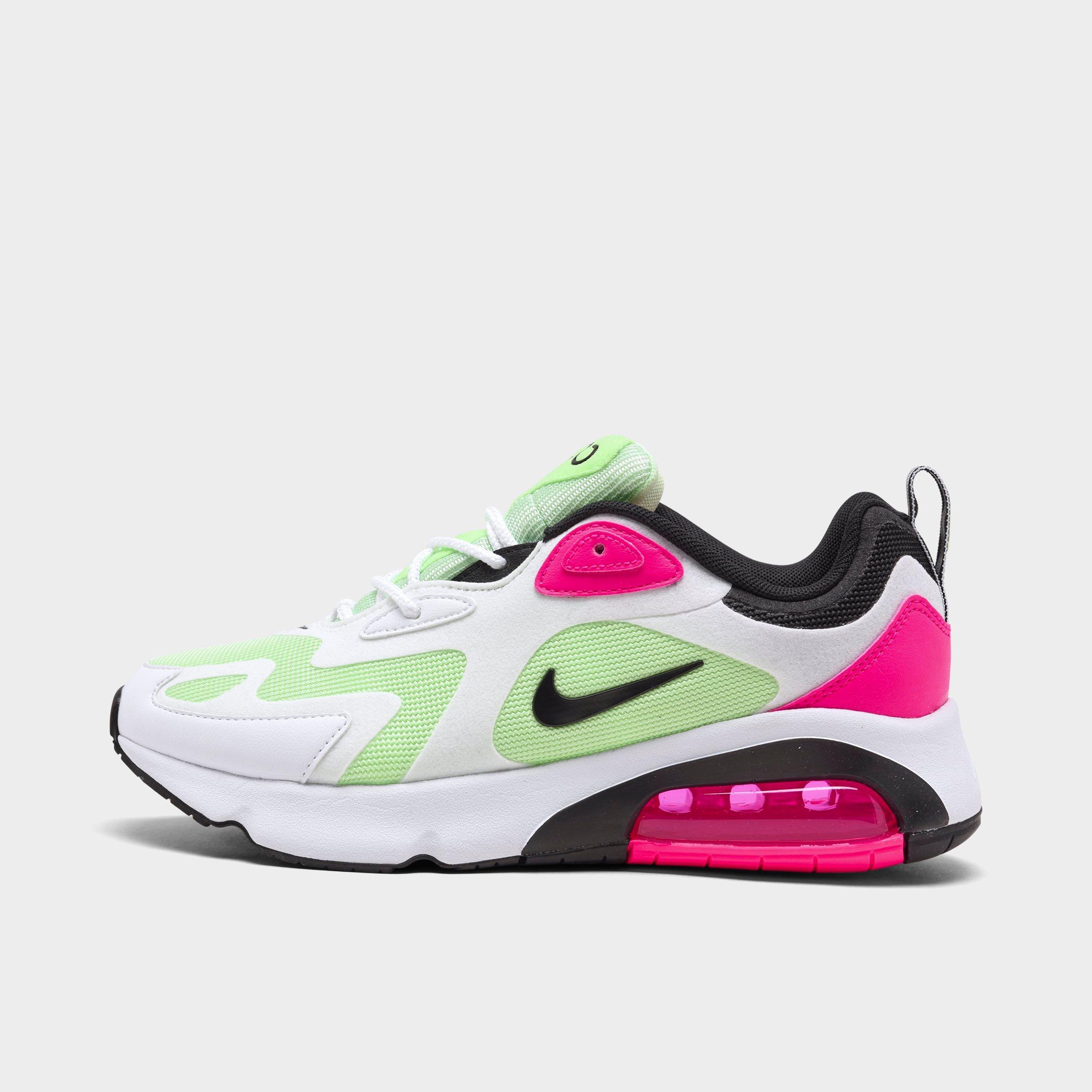 nike air max 200 sneakers in white green and pink