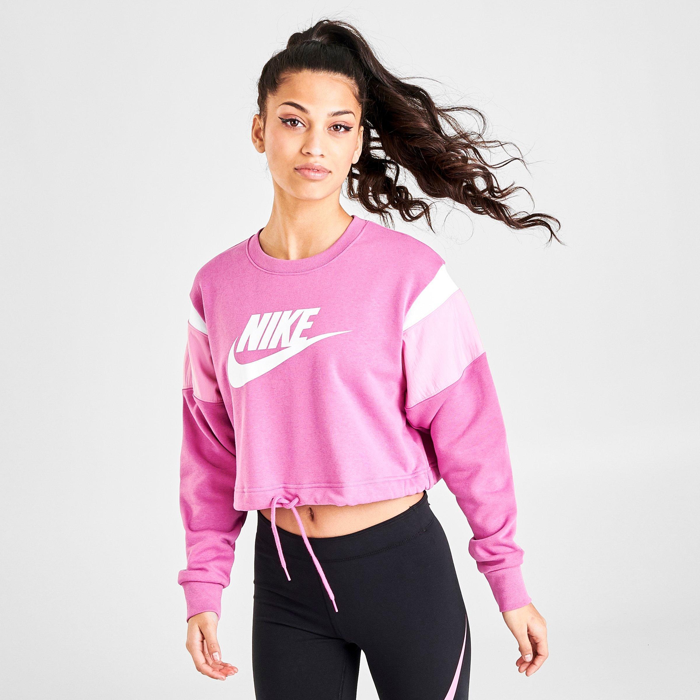 nike colorblock short sleeve crop sweatshirt