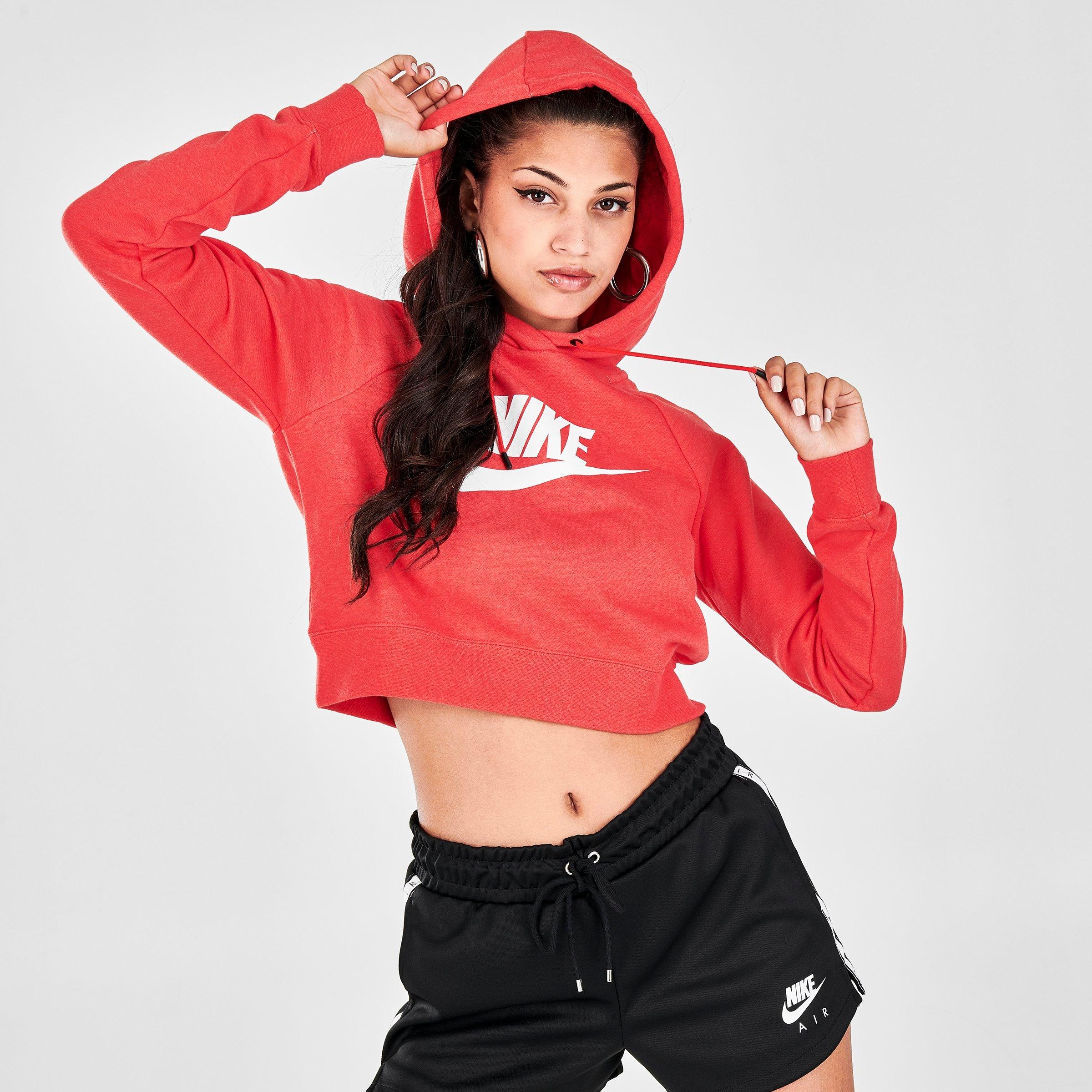 nike red cropped hoodie