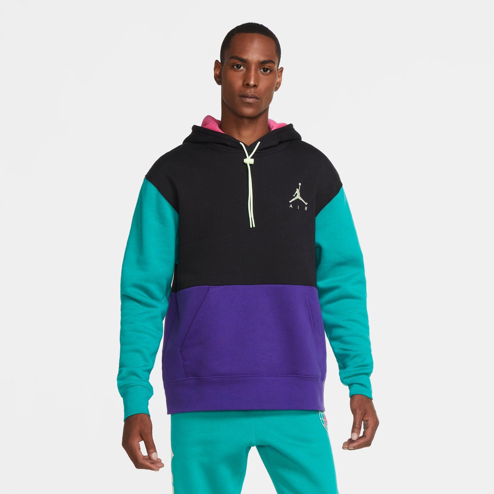 men's jordan air colorblocked fleece pullover hoodie