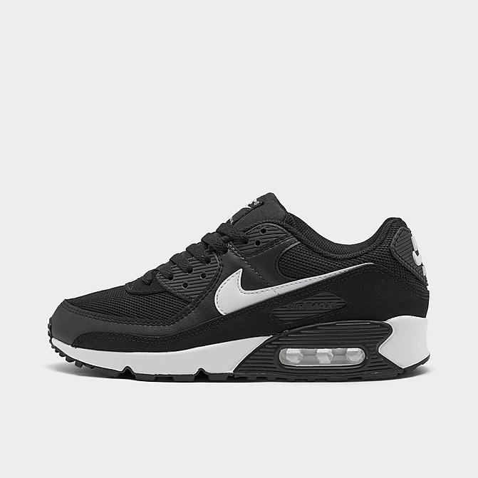 Right view of Women's Nike Air Max 90 Casual Shoes in Black/White/Black Click to zoom