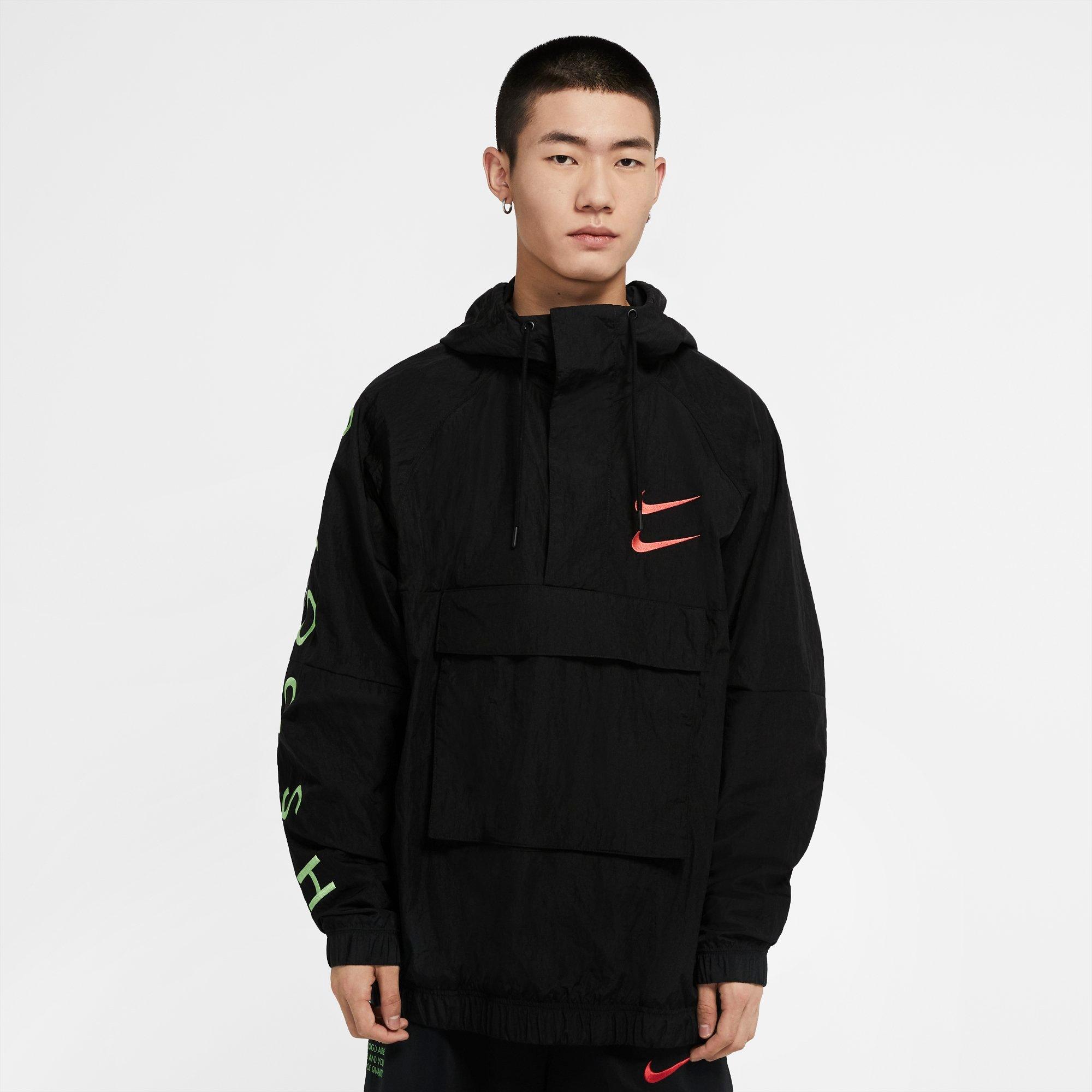 nike swoosh colorblock zip front hooded jacket