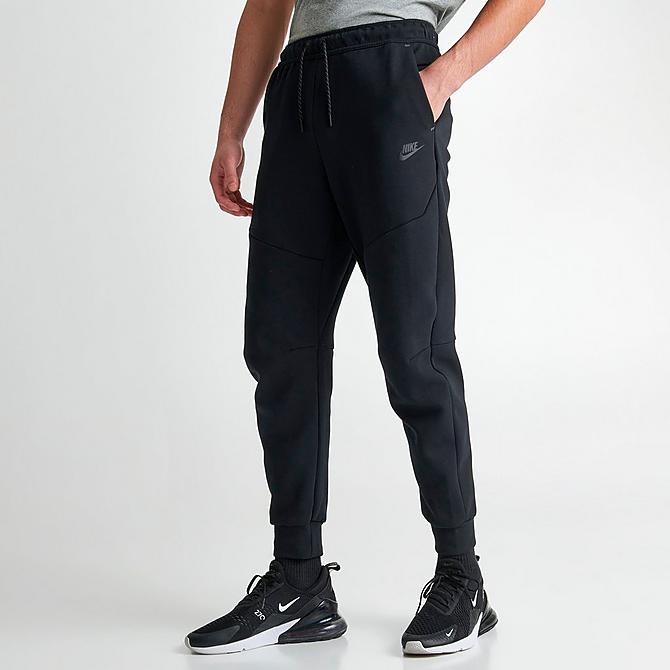 Back Left view of Nike Tech Fleece Taped Jogger Pants in Black Click to zoom