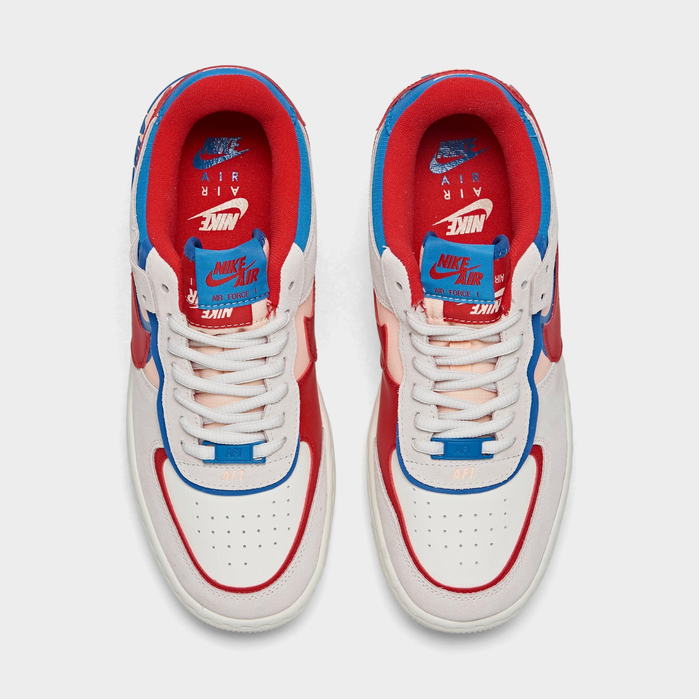 nike air force 1 shadow blue and red