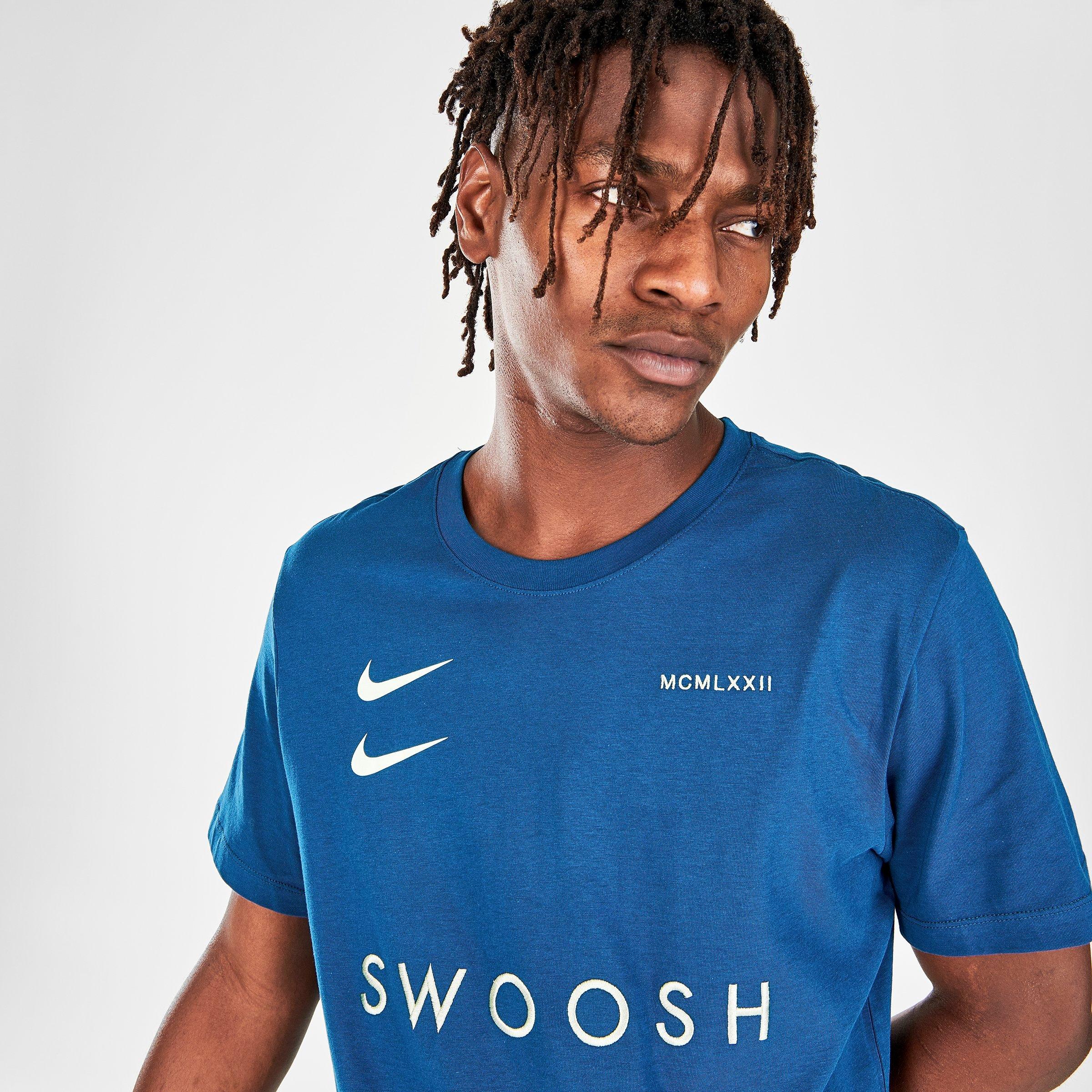 nike swoosh t shirt blue