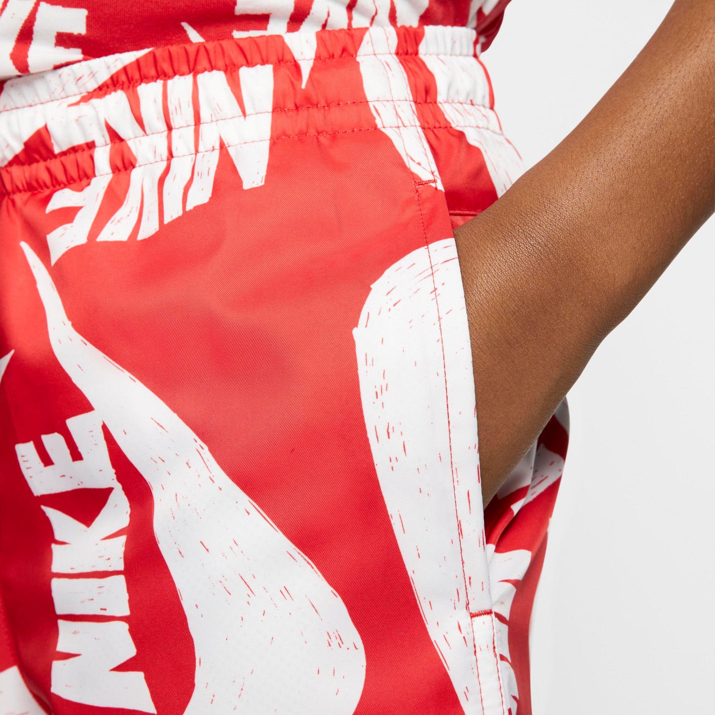 red and white nike shorts